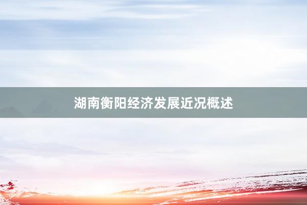 湖南衡阳经济发展近况概述